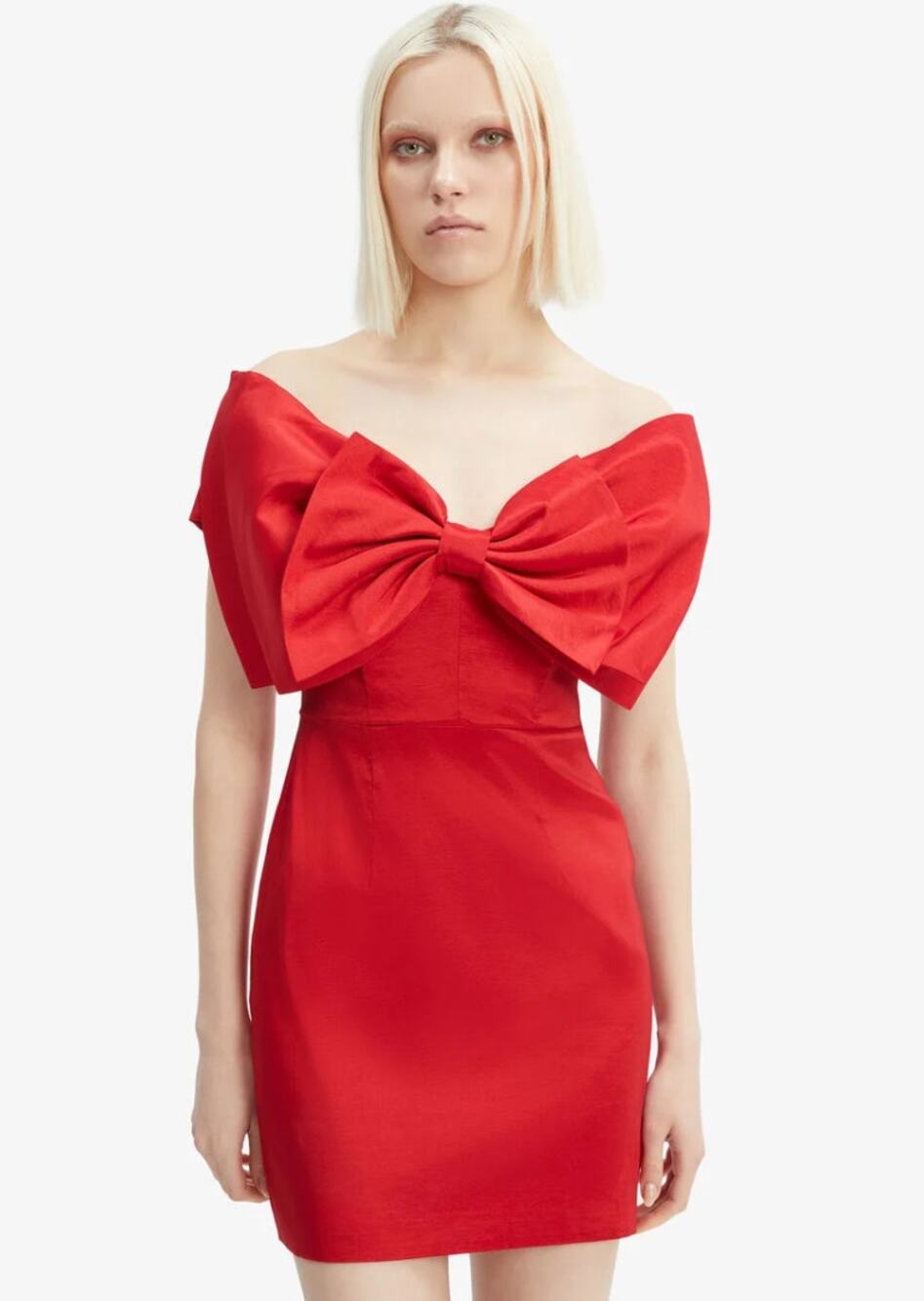 Anthropologie BARDOT Big Bow Holiday Party Cocktail Mini Dress Red 10 NWT $148